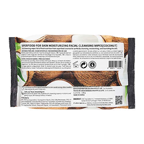 Farmskin Facial Cleansing Wipes Moisturizing Coconut / Facial Towelettes To Remove Waterproof Makeup / Gentle & Quick Facial Cleansing / For Hydrating, Skin Balancing / 25 Count (Pack Of 2) #TOP1