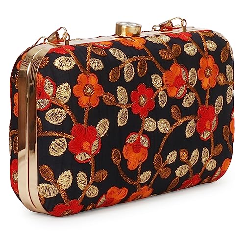 Image of LONGING TO BUY Hand Crafted Designer Box Clutch - Zari Embroidery For Women