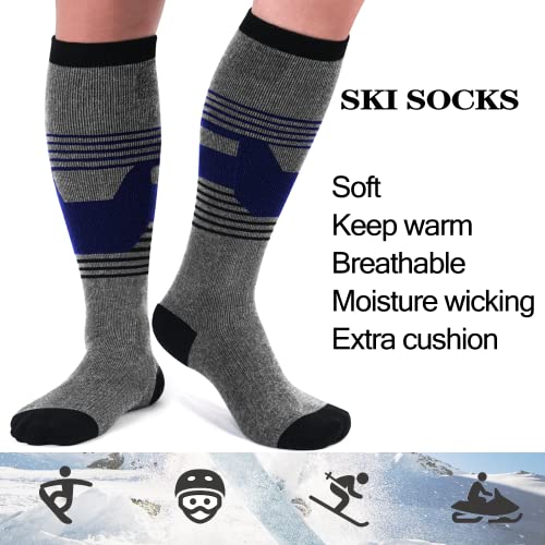 Fuelmefoot 2 Pack Ski Socks,Snowboarding Wool Socks Men Women,Thermal Knee High Warm Socks Sports Performance Socks #TOP4