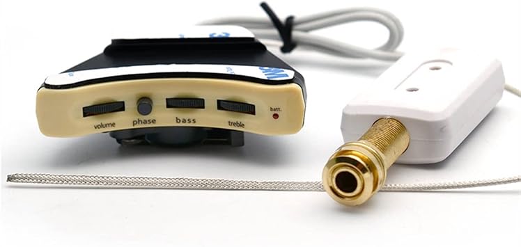 TSTS Acoustic Guitar Preamp Pickup Soundhole Guitar Pickup White Pickup With Silver Piezo Or Hard Naked Piezo With Endpin Output Color 02