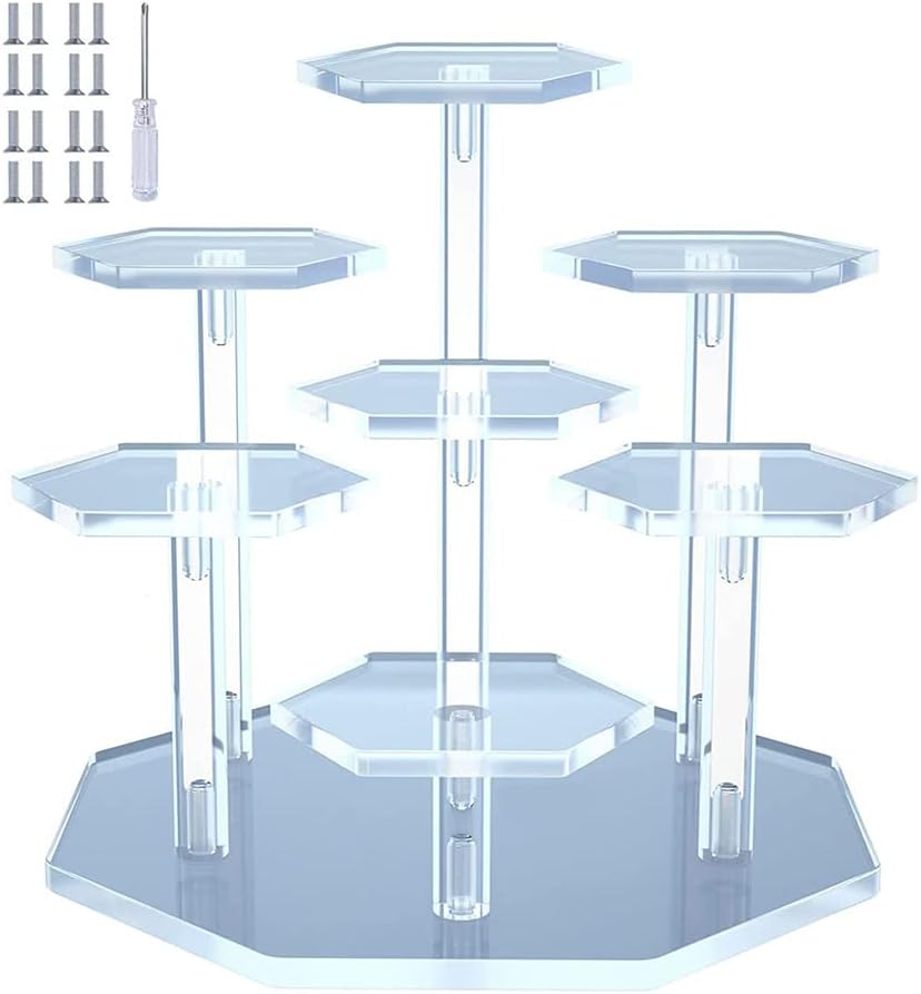 TOORUNE Acrylic Display Stand for Figures Collectibles Toys and Dolls Jewelry Action Figures Collection Organizer Holder 7-Tier