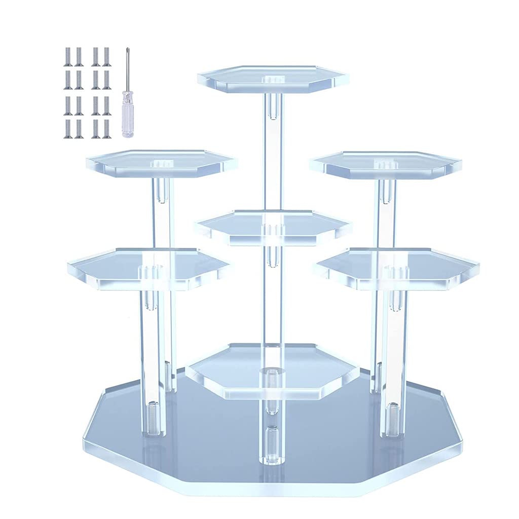 TOORUNE Acrylic Display Stand for Figures Collectibles Toys and Dolls Jewelry Action Figures Collection Organizer Holder 7-Tier