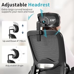 Nexthro Ergonomic Office Chair, Mesh Office Chair with Lumbar Support, High Back Desk Chair with Flip-up Arms, 400 lbs Big and Tall Computer Chair with Headrest, Comfy Desk Chairs — photo 4 of 6