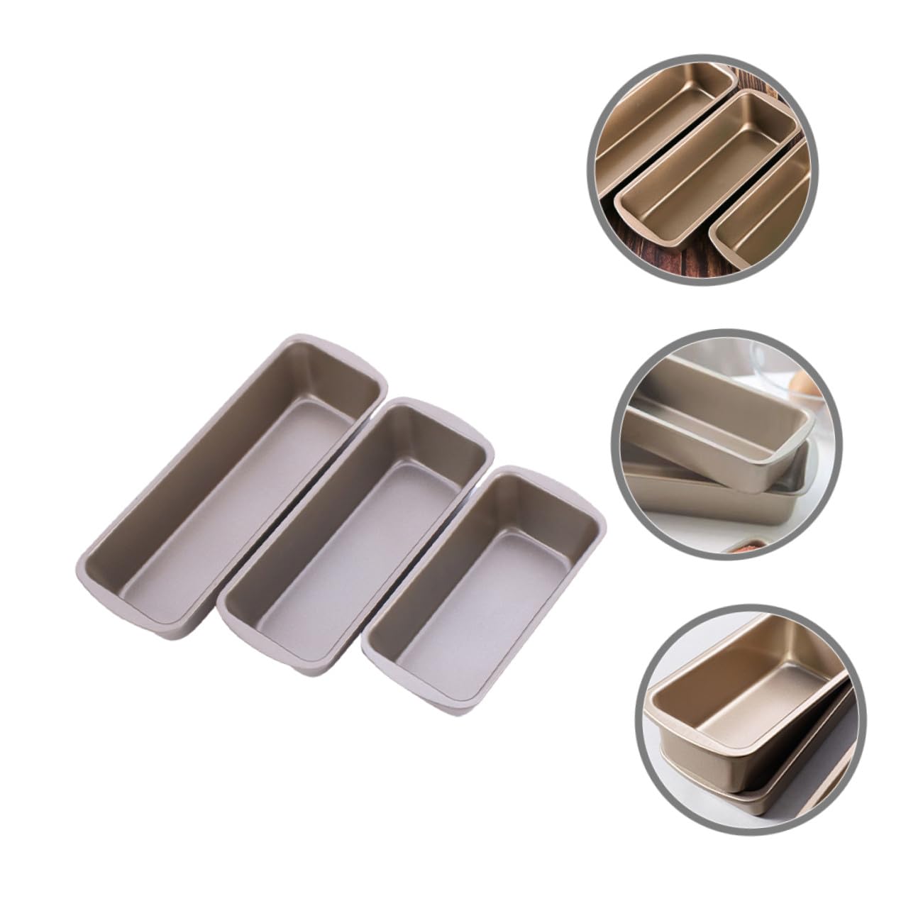 Molde Rectangular para Pan Antiadherente de Acero al Carbono, 3 Piezas | Color Marrón, Reutilizable y Pulido, Apto para Horneado Doméstico y Panadería Profesional