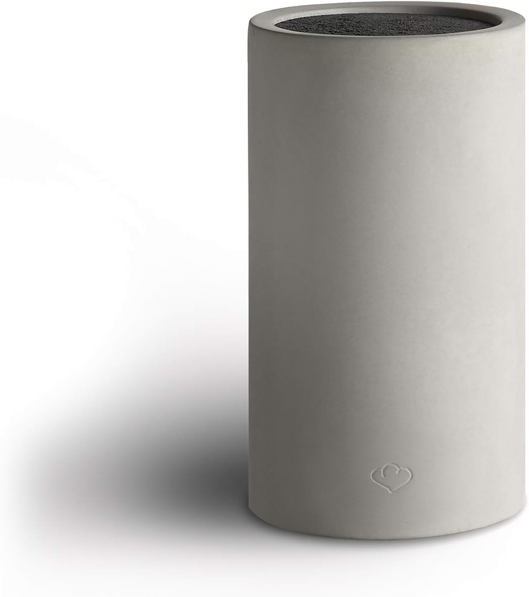 Springlane Kitchen Concrete Knife Block, Grey, Modern Style, Holds 6-8 Knives