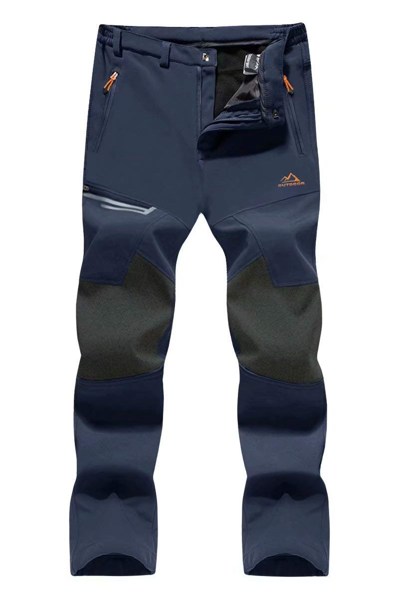 KEFITEVDMen's Snow Ski Pants Softshell Fleece Lined Snowboard Pants Winter Outdoor Windproof Insulated Hiking Cargo Pants