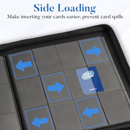 Image of Premium Zip Card Binder 12 Pocket, Fabmaker 912 Pockets Trading Card Binder, PU Zipper Card Collection Album, Sturdy Side-Loading Card Book Holder for Game & Sports Cards, Black