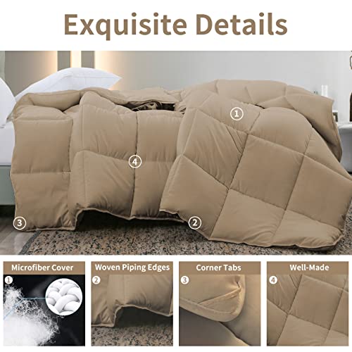 Image of L LOVSOUL Down Alternative Queen Comforter Duvet Insert,All Season Duvet Insert with Corner Tabs,Khaki Comforter Queen Size 90x90Inches