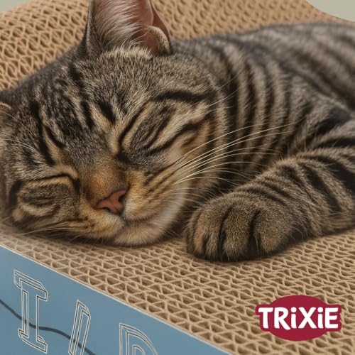 TRIXIE Kratzpappe Wild Cat – Kratzbrett für Katzen aus stabiler Wellpappe mit Katzenminze - 41 × 24 × 7 cm - zur Krallenpflege & Beschäftigung - 48000