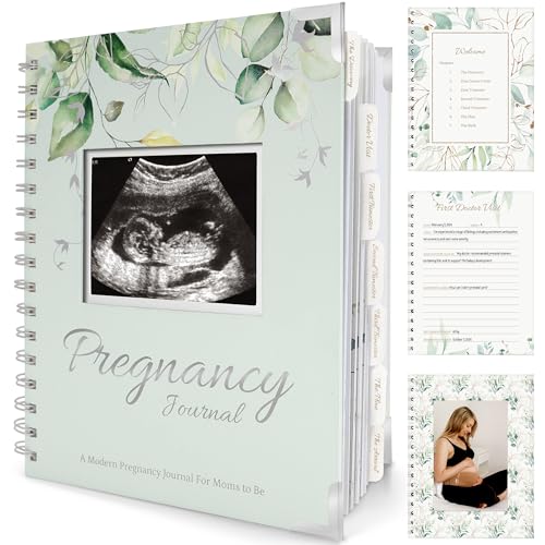 Image of Pregnancy Journal for First Time Moms Gifts - 90 Pages Hardcover Pregnancy Memory Book, Beautiful & Cute Baby Book Keepsake, Ultrasound Baby Scrapbook, Mom To Be Gift (Sage)