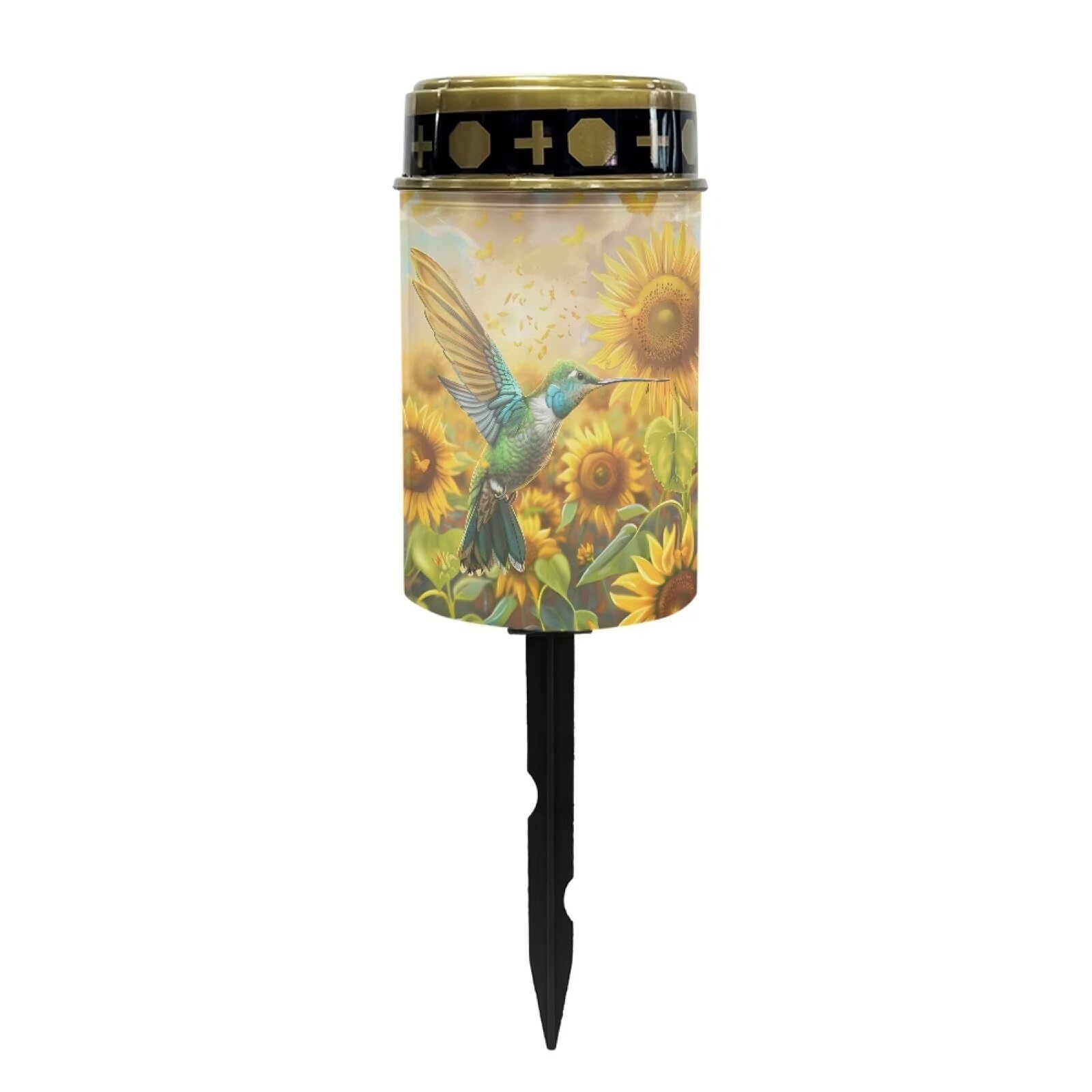 Uorisanigo Hummingbird Sunflower Solar Grave Lights for Cemetery Flameless Solar Powered Light for Prayer Waterproof Cemetery Solar Lights for Grave Cemetery Decor Candle Lamp — image 1