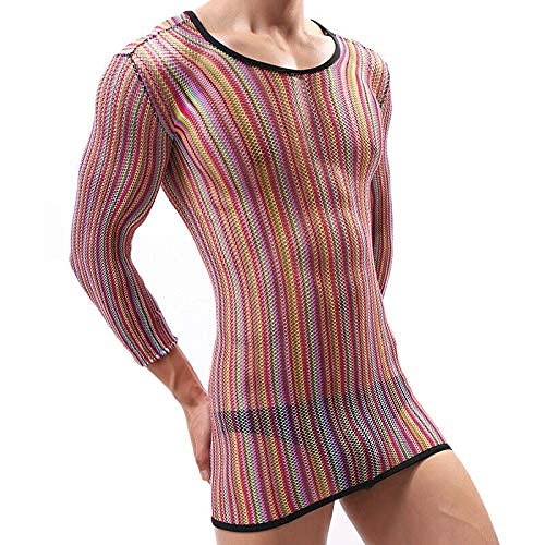 3nh Imported Men's Tops Summer Round Neck Shirt Short Sleeves Cover Up Underwear Beach Mesh-picture-12