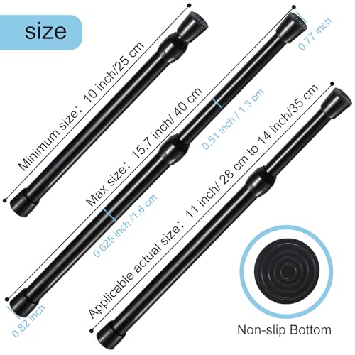 Image of Spring Tension Rod, Goowin Small Tension Rod, 5 /8 inch Diameter No Drilling Expandable Short Tension Rods Spring Rods, Tension Rods for Closet, Cupboard, Hanging Clothes, Black, 2 Pack (10-15.7 inch)