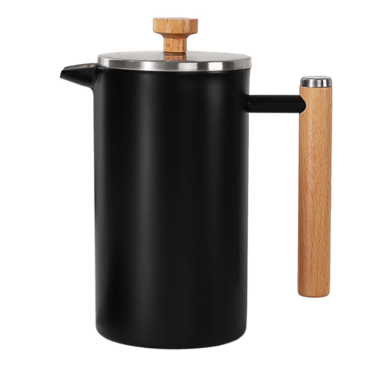 Cafetera De Prensa Francesa Cafetera Francesa De Doble Pared Aislada De Acero Inoxidable Con Filtros Desmontables De 3 Niveles, Cafetera Para Infusiones En Frío, Fácil De Limpiar(/Black,1000ml)