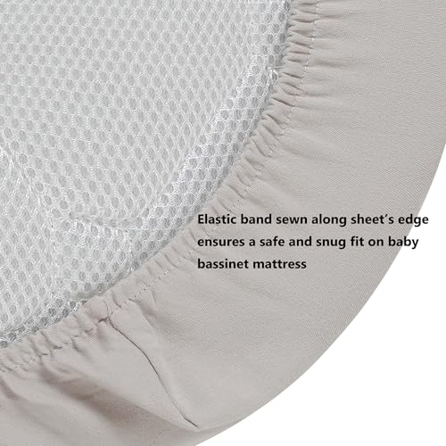 Image of Onacosht 100% Organic Cotton Bassinet Sheets Compatiable with ANGELBLISS Baby Bassinet Bedside Sleeper, 2 Pack Jersey Knit Fitted Sheet for Baby Boy and Girl, Navy and Fog Grey