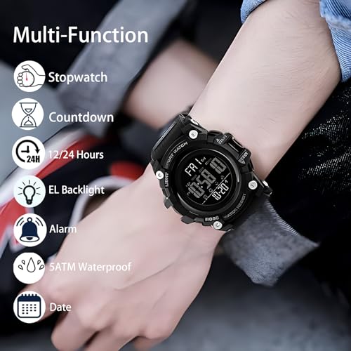 Gosasa Men Sport Watch Countdown Stopwatch Watch Mens Wrist Watch Waterproof LED Electronic Digital Male Watch 12/24 Hour Multifunctional Watch3