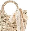 F Fityle Boho Strohtasche Große Kapazität mit Spitze Gewebte Handtasche mit Griff Geschenk Damen Geldbörse Große Tragetasche für Urlaub Strand Einkaufen Alltag, Beige #4