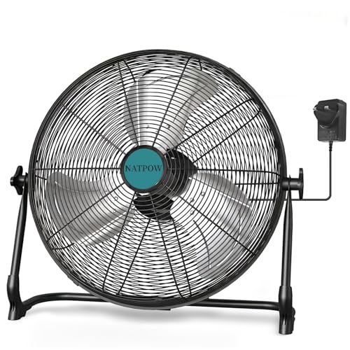NATPOW 16 Cordless Floor Fan Compatible with makita 18V Battery Cooling Metal Industrial Fan Low Noise with AC Adapter 2500CFM USB Phone Charging for Outdoor Gym Garage Jobsite Camping (No Battery)
