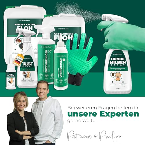 Silberkraft Milbenspray Hunde 500ml - Effektives Anti Milben Spray für Hunde - Milbenbefall behandeln Grasmilben Räudemilben Ohrmilben Hund