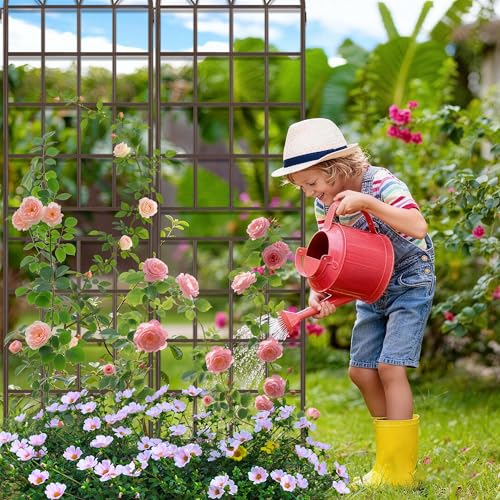 Image of LZRS 2 Pack 83x20in Rustic Iron Arch Decoration Garden Trellis with Metal Coating - Perfect for Supporting Climbing Plants Outdoor, Roses, Vines, Flowers, and Vegetables, Brown