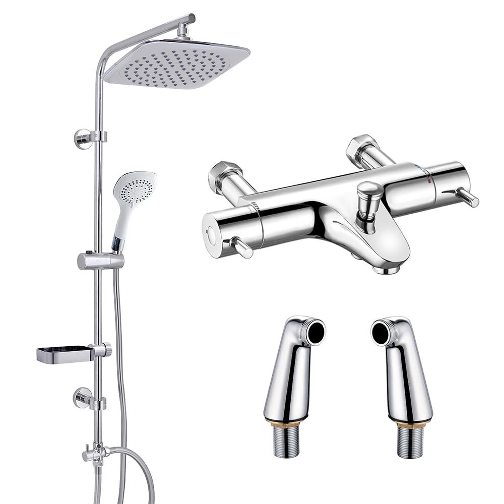 AQUALONA® Bath and Shower Mixer, Stainless Steel and Brass, Easy to Switch Between Bath and Shower, TMV2 and WRAS Certified (Bath and Shower Mixer)