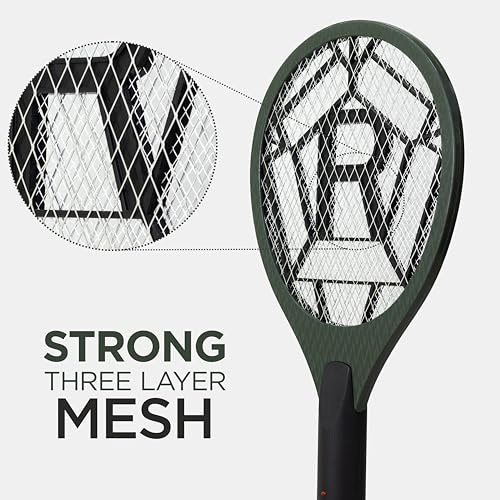 Weird Wolf Heavy Duty Mosquito Racket Bat | Rechargeable Electric Fly Swatter | Mosquito Killer Racquet with 2 Pin Plug and 3 Months Warranty (Dark Green) (Image - 5)