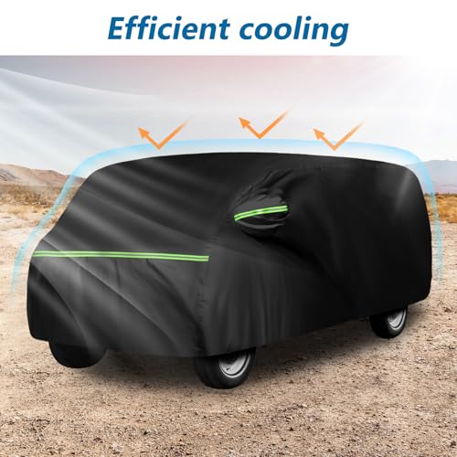 Image of Car Covers for 1961-1974 Falcon Club Wagon E-100,Econoline E-100 Van | Waterproof 420D Oxford Cloth Sun Heat Protection Outdoor Full Covers with Driver Side Zipper Windproof Heavy Duty All Weather