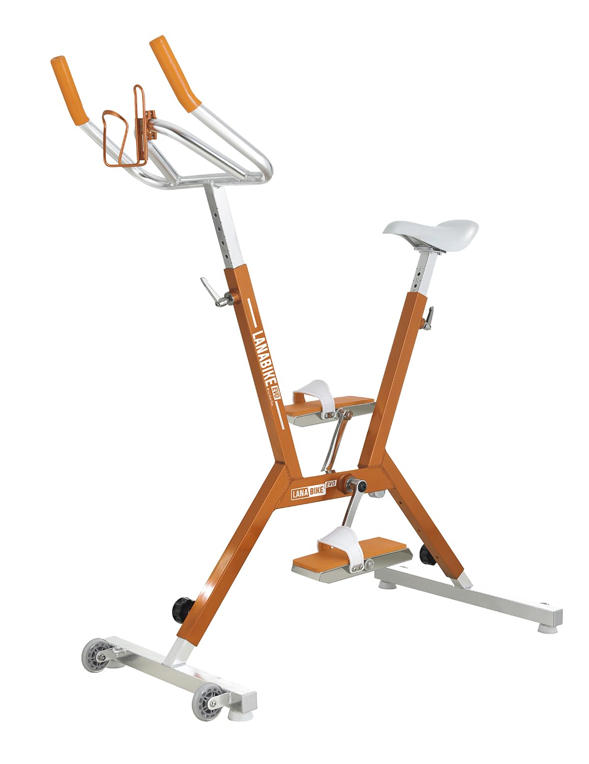 Aquabike Lanabike - Vélo Aquatique pour Piscine - Tout Bassin - Selle Ergonomique - Guidon Sport - Pédales Antidérapantes - Réglages Click & Turn - Orange - Waterflex, Large, (WX-LANA2-OR)
