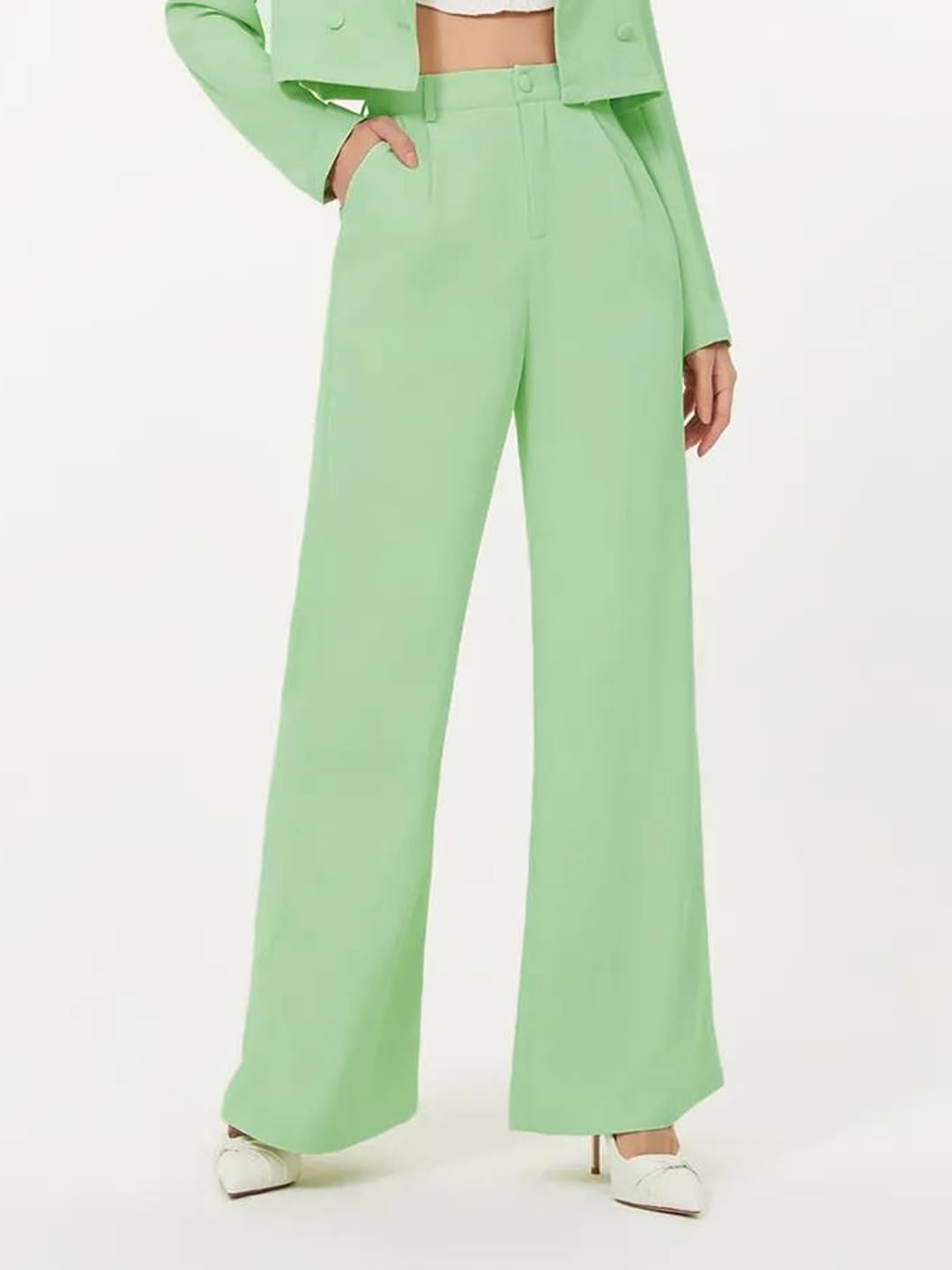 KOTTY Women's Co-ords Solid Dress Set Light Green