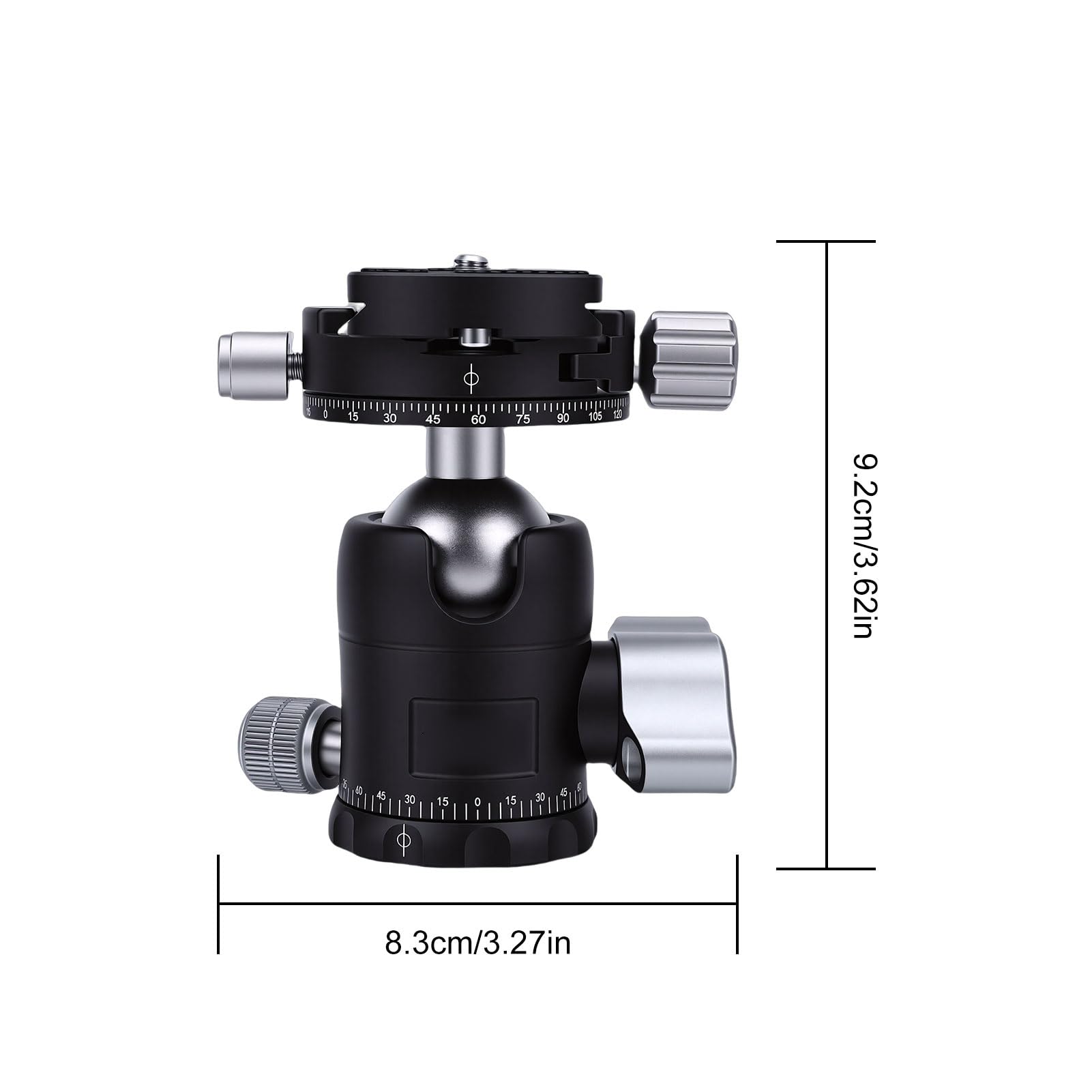 Diyeeni Rótula de Bola para Trípode X-30S, Rótula Panorámica Giratoria de 360 ​​​​Grados con 3 Perillas de Bloqueo Independientes y Placa de Liberación Rápida Arca S, para Cámaras DSLR,