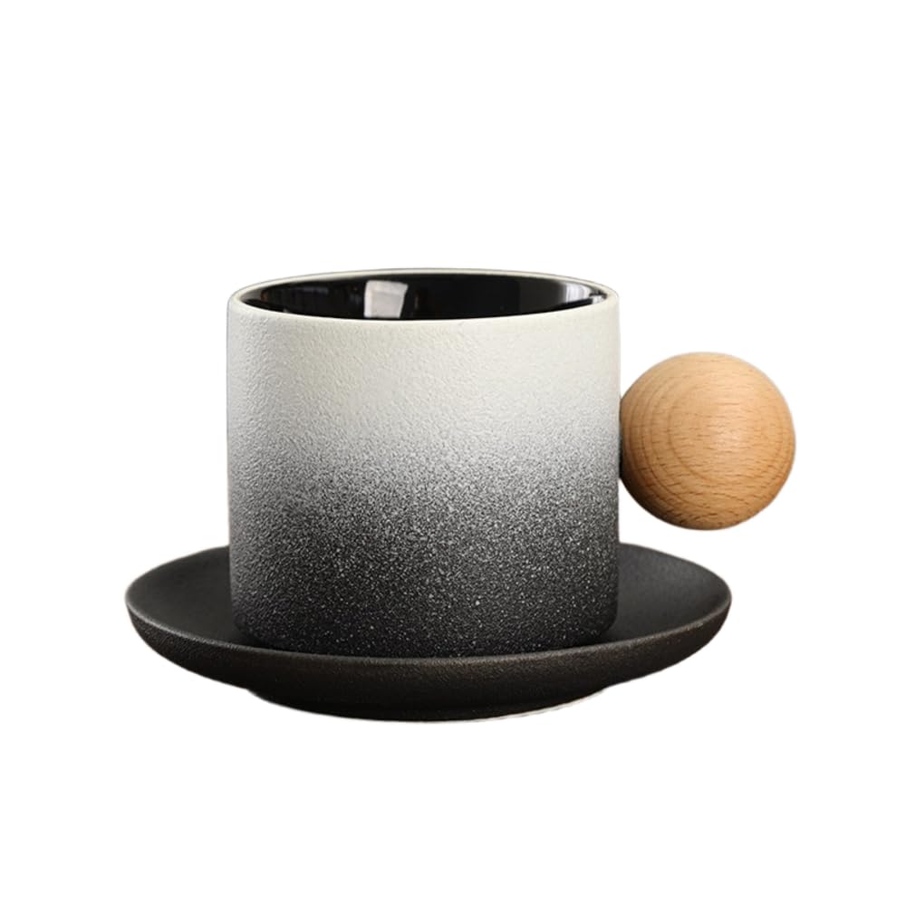 Tasse et soucoupe en céramique expresso cappuccino thé café vaisselle blanc noir