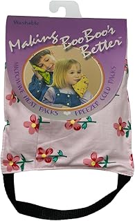 Booboo Natural Microwaveable Hot & Cold Packs for Kids - Natural Rice Pack with Strap Handle, Reusable & Washable for Comfort & Relaxation - Red Flowers