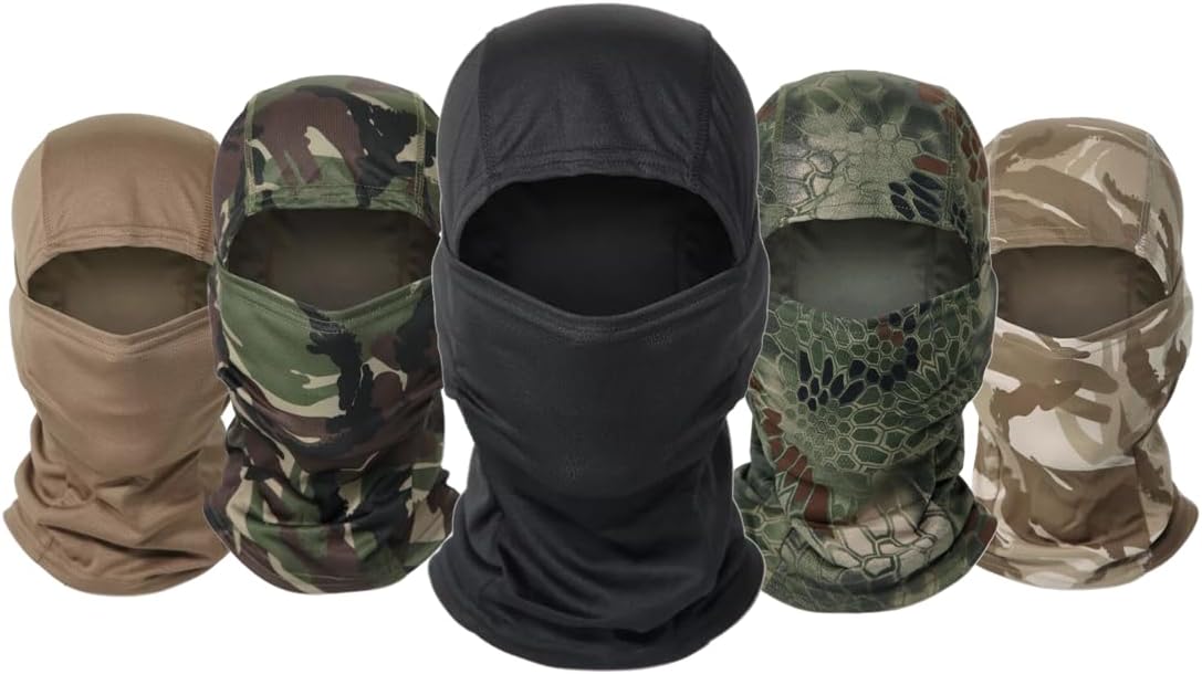 5 Pack Balaclava Camo Face Mask Bandana Hood Headwear Unisex Tactical Training Cycling Ski Hunting