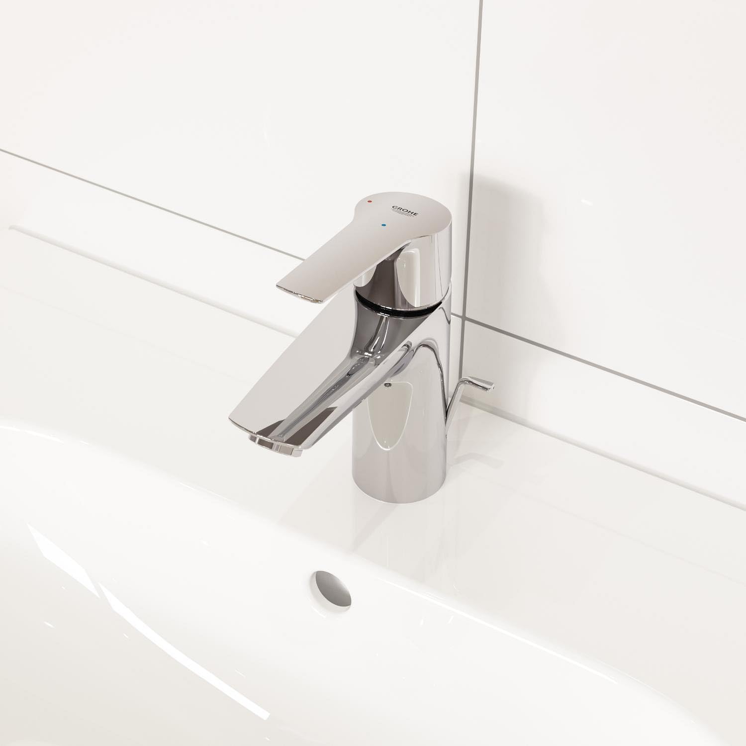 GROHE Robinet lavabo de salle de bains Start, mitigeur monocommande avec tirette de vidage, mousseur économique d'eau, installation rapide, chromé, 31137002 (Import Allemagne)