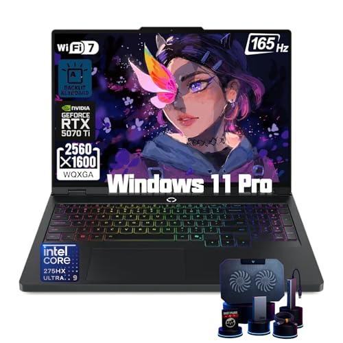 Image of Lenovo Legion Pro 5i Gen 10 Gaming Laptop, 16 inch WQXGA OLED 500 nits 165Hz, Intel Ultra 9 275HX, RTX 5070 Ti 12GB DDR7, 64GB RAM, 1TB SSD, Windows 11 Pro, RGB Backlit, Wi‑Fi 7, AI Engine+