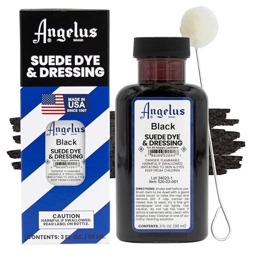 Angelus Suede Leather Dye for Shoes, Boots, Bags, Crafts, Furniture, Nubuck, & More, Black - 3oz