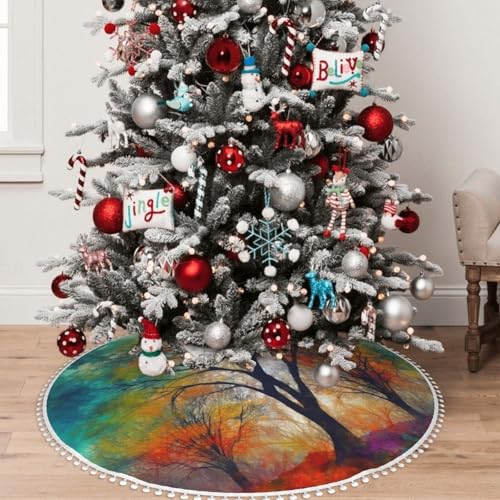 Jupe de sapin multicolore en peluche 122 cm pour décor de Noël extérieur - 7