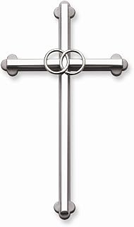 Cathedral Art Wedding Wall Cross, Entwined Rings Silver Metal Cross, 8 Inches, 0.40" x 4.50"