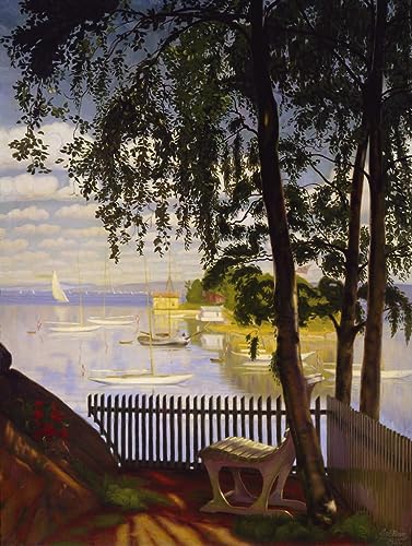 Tableau Toile Harald Sohlberg Dimanche d'été décoration murale salon de 60x90cm