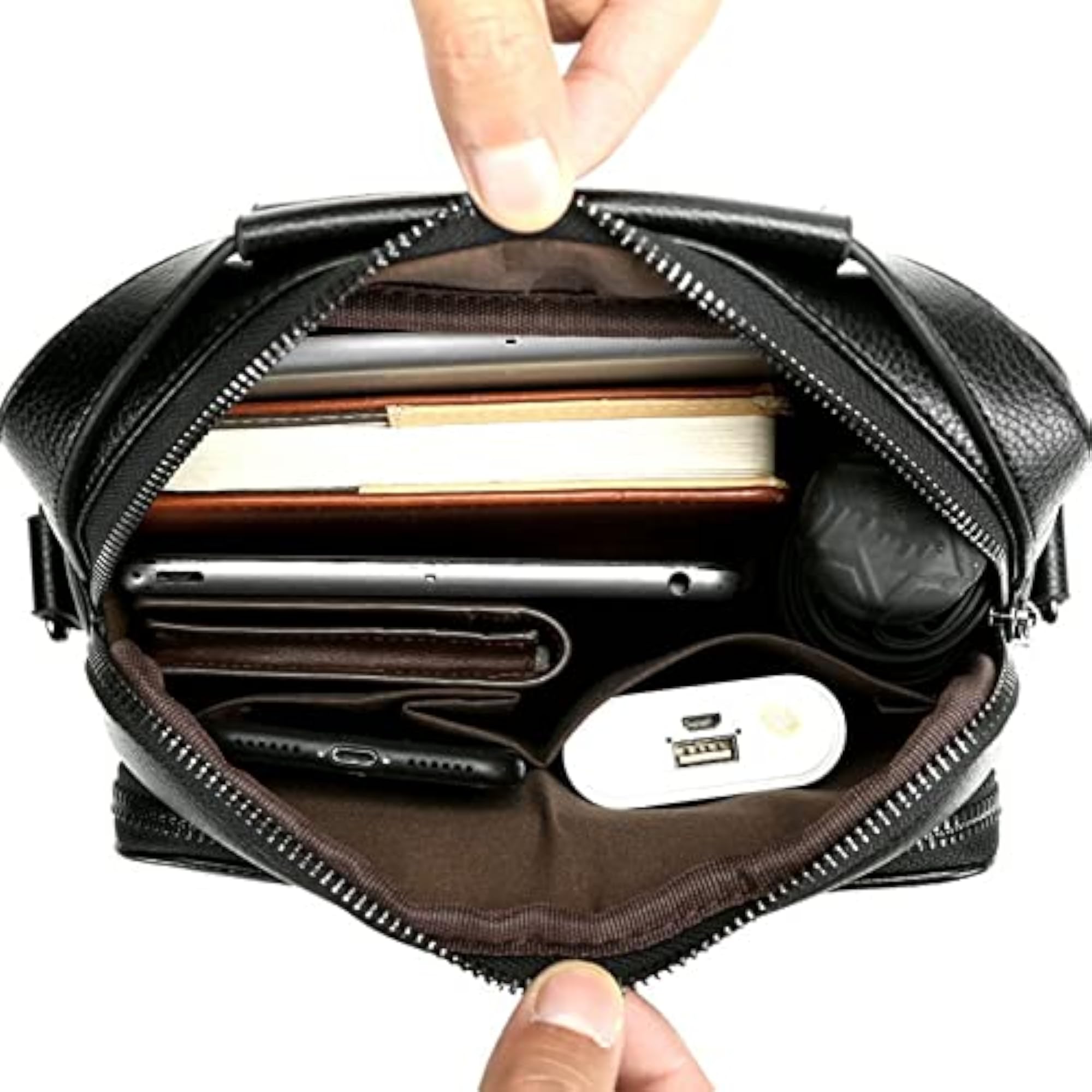 Leather Office Work Business Crossbody Bag for Men