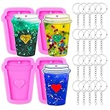 Mity rain 22Pcs Coffee Cups Silicone Keychain Resin Mold Love Heart Dog Tags Epoxy Casting Molds...