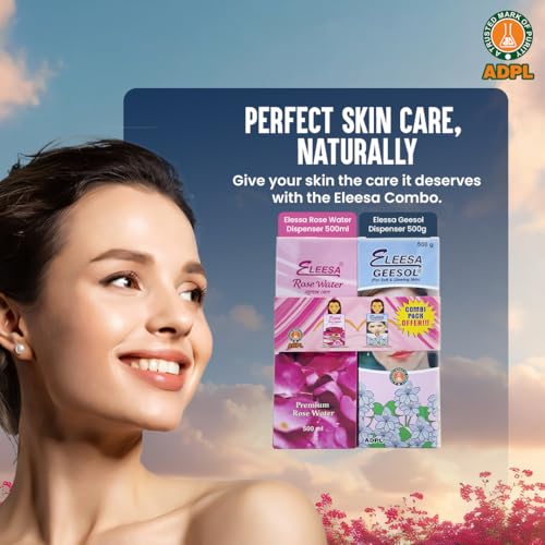 Image of Eleesa Premium Skincare Combo Pack, Eleesa Rose Water 500ml with Eleesa Geesol Glycerin Pack 500g with Dispensor