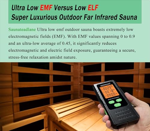Image of LTCCDSS Mahogany Outdoor Sauna 1 Person, Ultra-Low EMF Far Infrared Sauna for Home, Chromotherapy, Bluetooth Speaker
