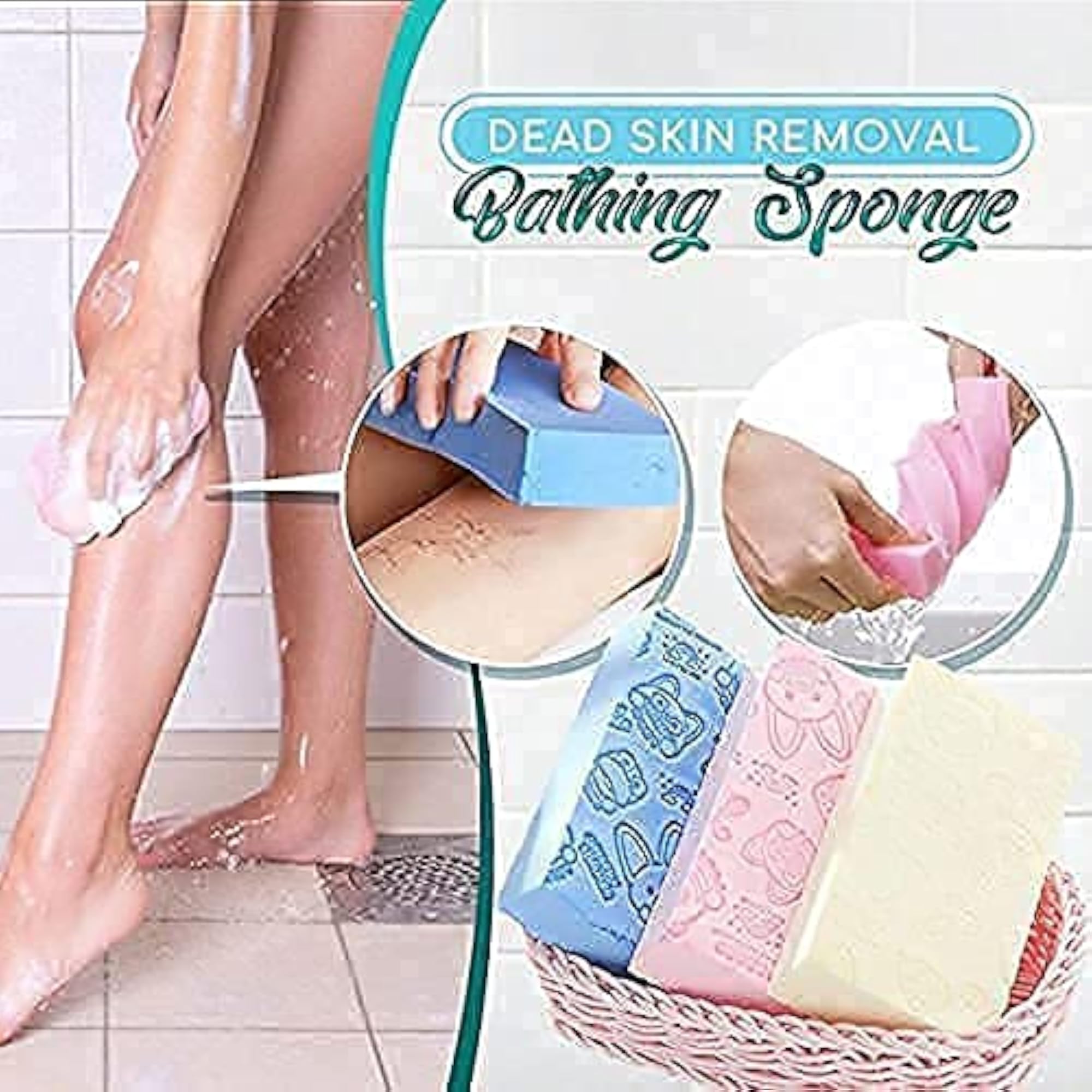 Ultra Soft Exfoliating Sponge, Asian Bath Sponge for Shower