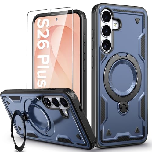 Image of for Samsung Galaxy S26 Plus Case Magnetic with stand, with Mag-Safe, with Screen Protector, Wireless Charging, Shockproof for Samsung S26 Plus 5G Phone Case, Ring Holder Cover for Samsung S26 Plus
