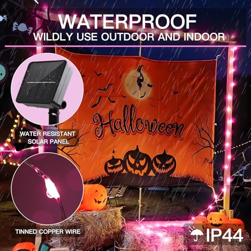 Suddus Pink Solar String Lights For Outside, 2 Pack Total 66Ft 200 Led Pink Fairy Lights Outdoor thumb #3