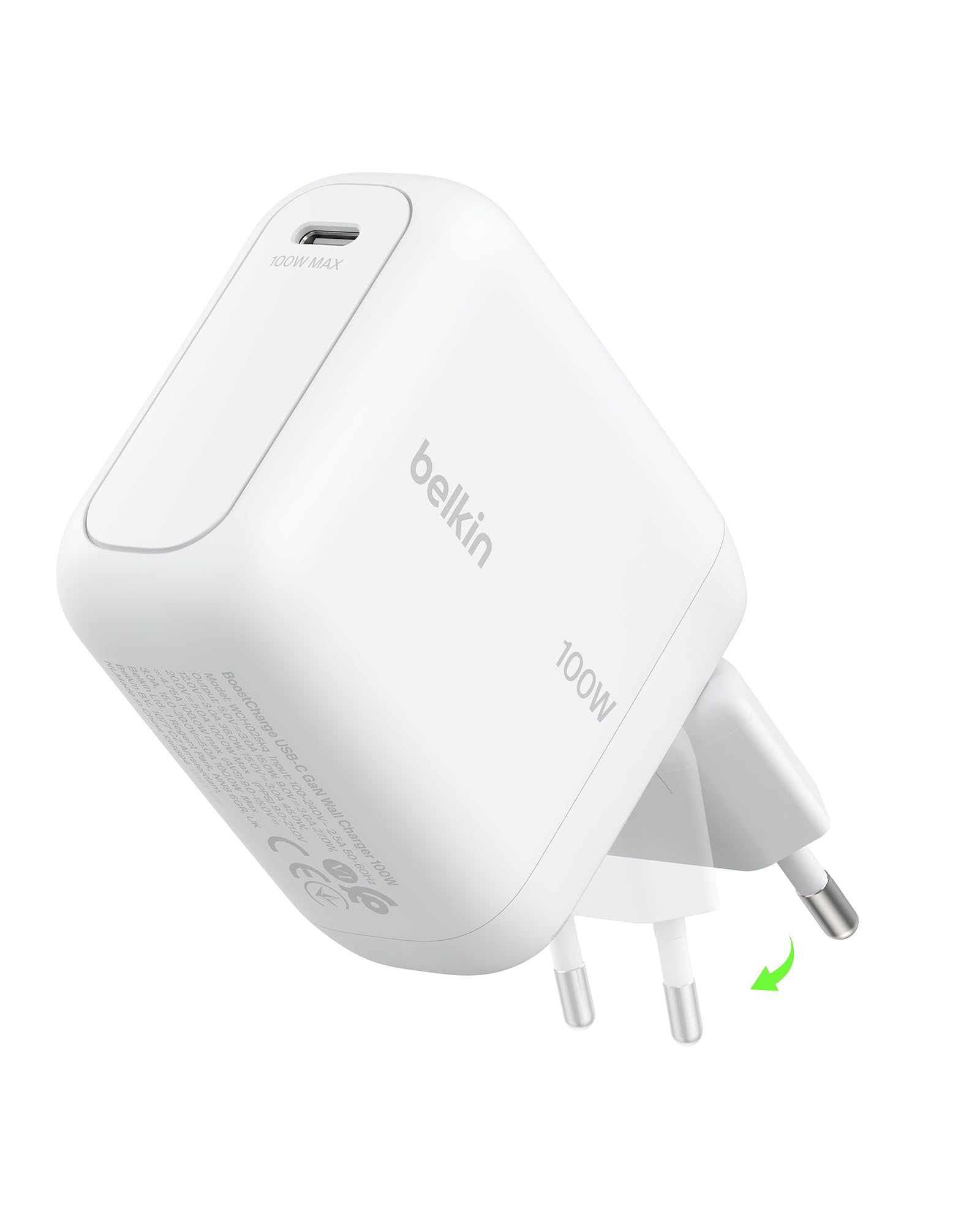 BOOSTCHARGE 100W USB-C GAN LADE - EINKLAPPBAREM STECKER WEI
