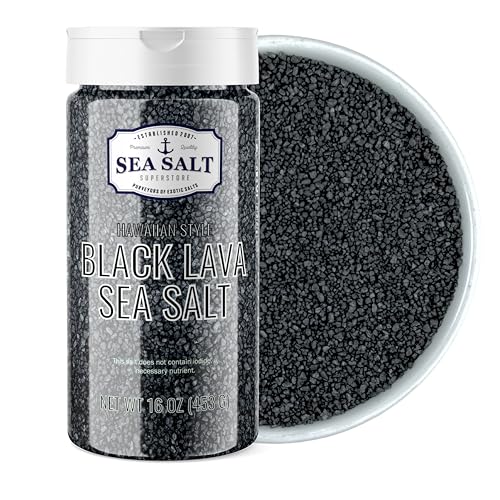 Black Lava Hawaiian Sea Salt Infused with Activated Charcoal – Hawaiian-Style Black Salt for Seasoning, Grilling, & Finishing with a Mild, Smoky Flavor – 1 lb Shaker