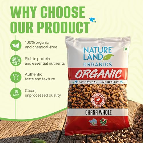Image of Natureland Organics Chana whole 500 Gm - Organic Healthy Pulses