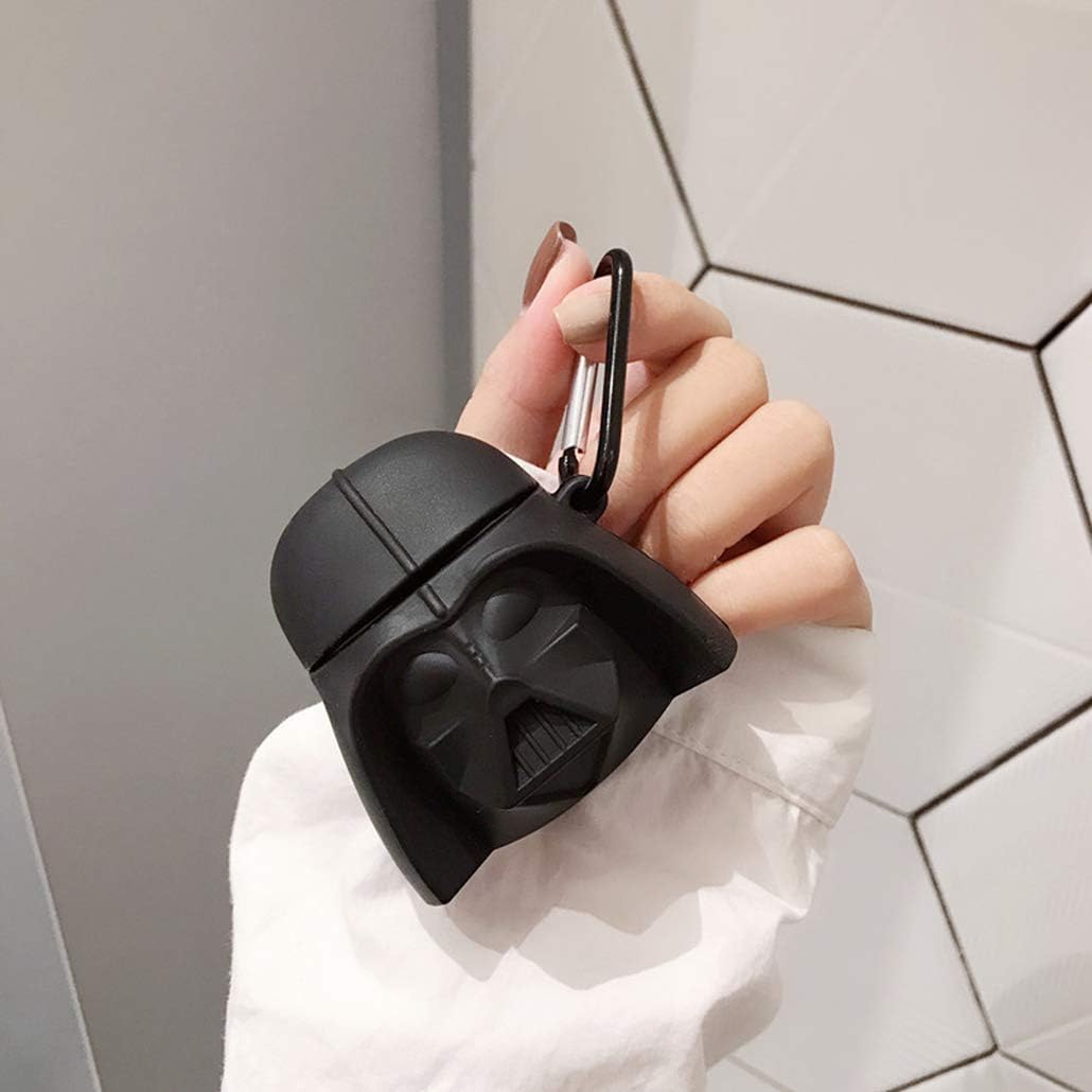 Joyleop(Black Man) Compatible with Airpods 1/2 Case Cover,3D Cute Cartoon Funny Fun, Silicone Airpod Stylish Chic Character Skin Keychain Cover,Girls Boys Teens Men,Cases for Air pods 1& 2